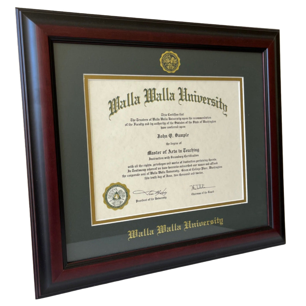 Classic Moulding Diploma Frame with Green and Gold Double Mat and Gold Embossing