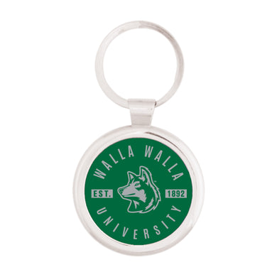 Silver Maverick Round Key Tag | Forest Green
