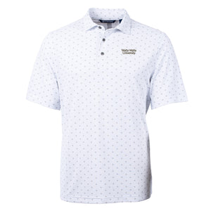 Virtue Eco Pique Tile Print Recycled Men's Polo, White