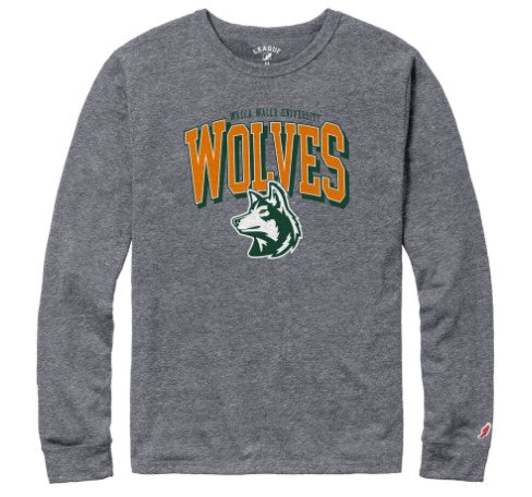WWU Wolves Victory Falls Long Sleeve Tee by League, Heather Gray