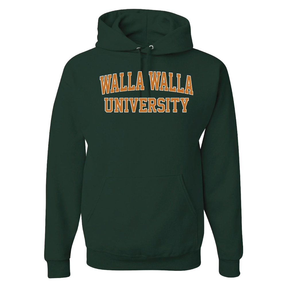 Core Hooded Sweatshirt, Dark Green Walla Walla University Campus Store